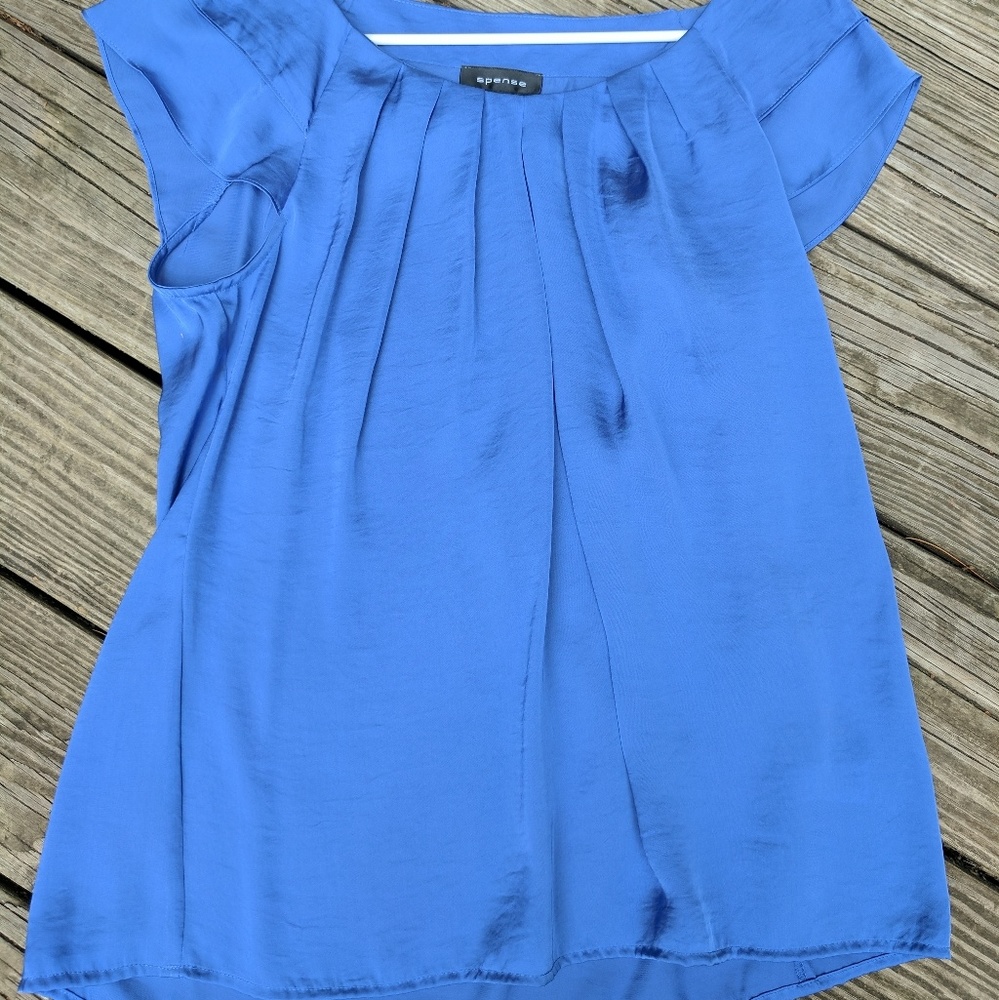 Blue ruffled blouse